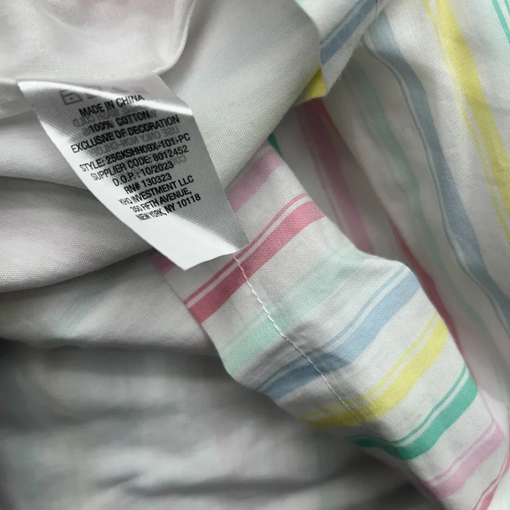 GAP‎ Kids Girls Dress XS 4/5 Cotton Short Sleeved Striped Button Pastel Easter